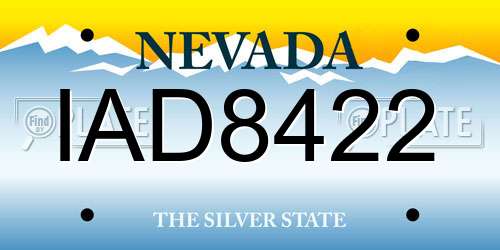 IAD8422 Nevada License Plate