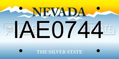 IAE0744 Nevada License Plate