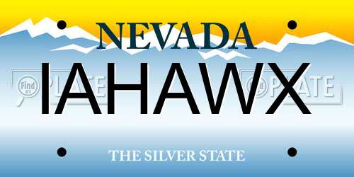 IAHAWX Nevada License Plate