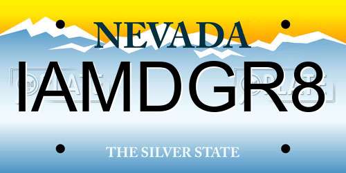 IAMDGR8 Nevada License Plate