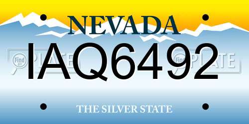 IAQ6492 Nevada License Plate