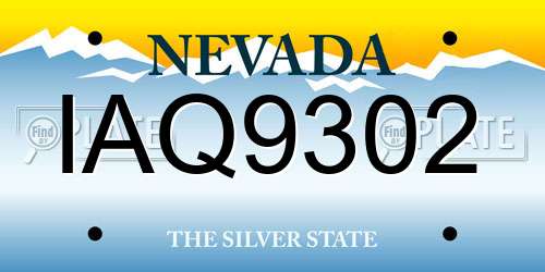 IAQ9302 Nevada License Plate