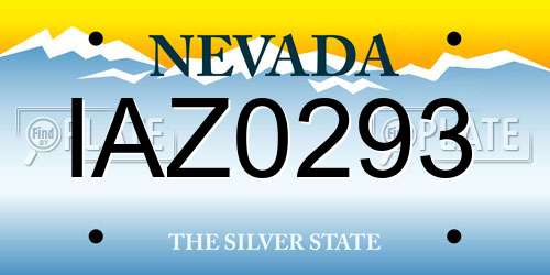 IAZ0293 Nevada License Plate