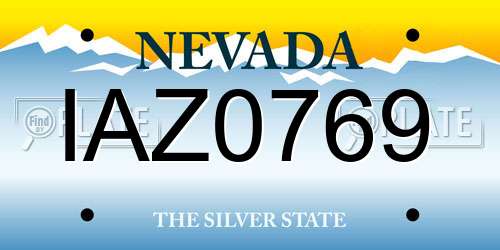 IAZ0769 Nevada License Plate