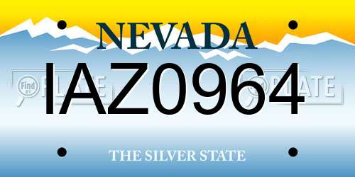 IAZ0964 Nevada License Plate