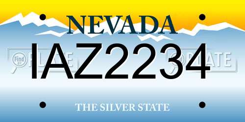 IAZ2234 Nevada License Plate