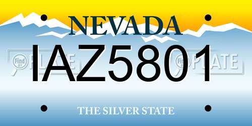 IAZ5801 Nevada License Plate
