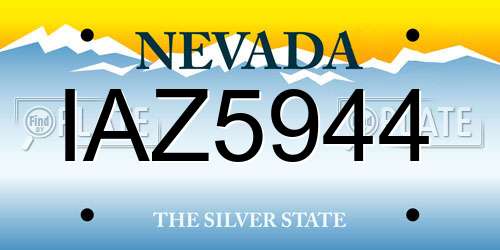 IAZ5944 Nevada License Plate