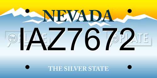 IAZ7672 Nevada License Plate