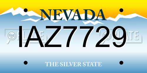 IAZ7729 Nevada License Plate