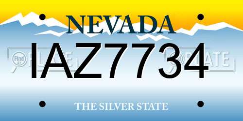 IAZ7734 Nevada License Plate