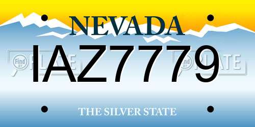 IAZ7779 Nevada License Plate