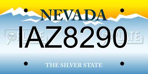 IAZ8290 Nevada License Plate