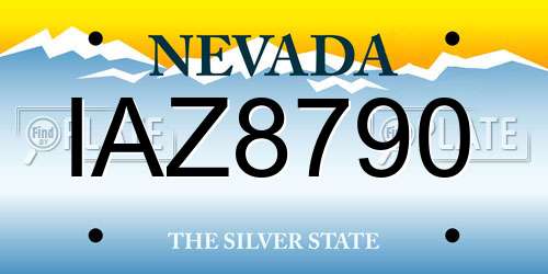 IAZ8790 Nevada License Plate