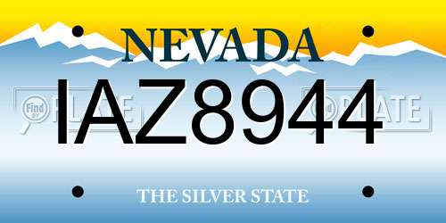IAZ8944 Nevada License Plate