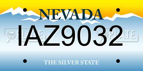 IAZ9032 Nevada License Plate