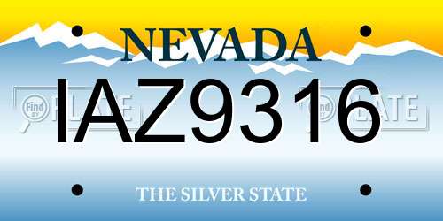 IAZ9316 Nevada License Plate