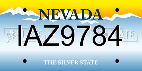 IAZ9784 Nevada License Plate