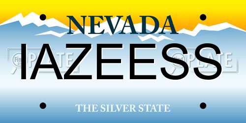 IAZEESS Nevada License Plate