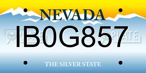 IB0G857 Nevada License Plate