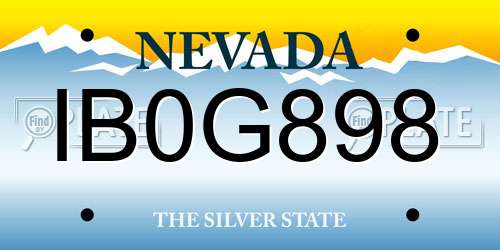 IB0G898 Nevada License Plate