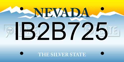 IB2B725 Nevada License Plate