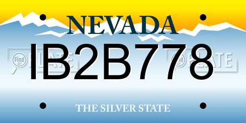 IB2B778 Nevada License Plate