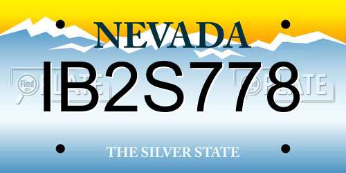 IB2S778 Nevada License Plate