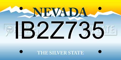 IB2Z735 Nevada License Plate