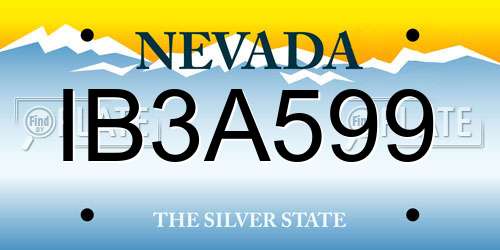 IB3A599 Nevada License Plate