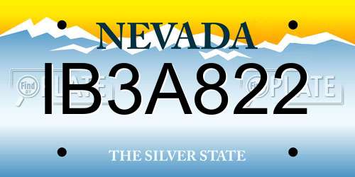 IB3A822 Nevada License Plate