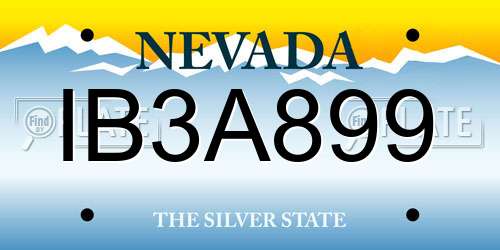 IB3A899 Nevada License Plate