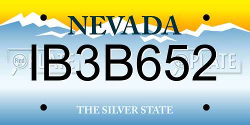 IB3B652 Nevada License Plate