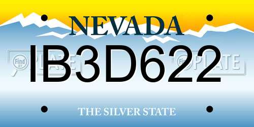 IB3D622 Nevada License Plate