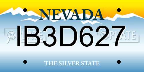 IB3D627 Nevada License Plate