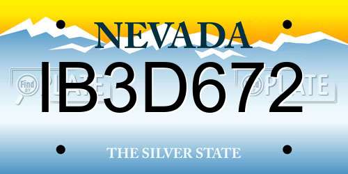 IB3D672 Nevada License Plate