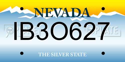 IB3O627 Nevada License Plate