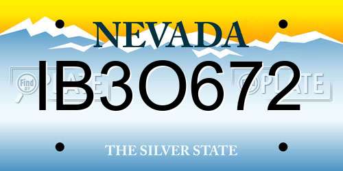 IB3O672 Nevada License Plate