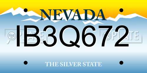 IB3Q672 Nevada License Plate