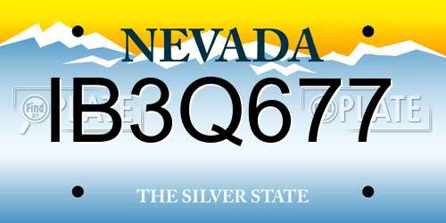 IB3Q677 Nevada License Plate