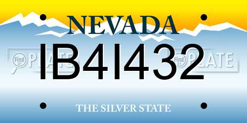 IB4I432 Nevada License Plate