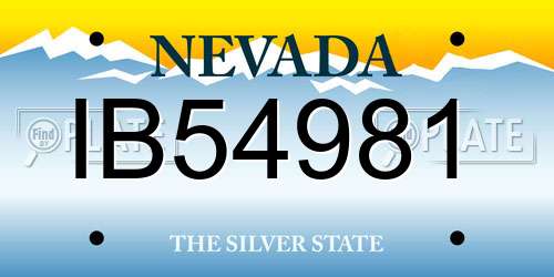 IB54981 Nevada License Plate