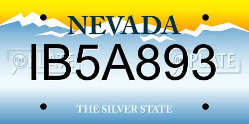IB5A893 Nevada License Plate