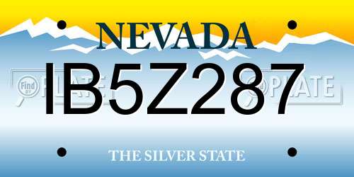 IB5Z287 Nevada License Plate