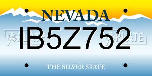 IB5Z752 Nevada License Plate