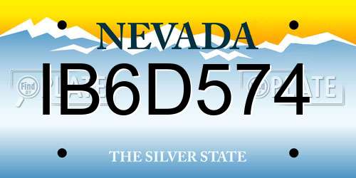 IB6D574 Nevada License Plate