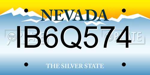 IB6Q574 Nevada License Plate