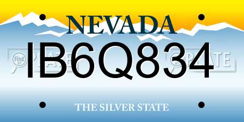 IB6Q834 Nevada License Plate