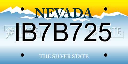 IB7B725 Nevada License Plate