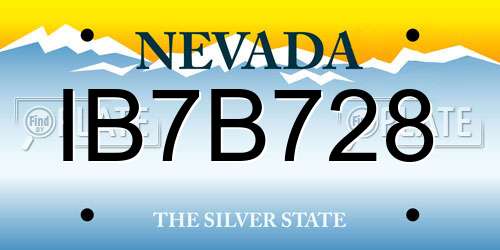 IB7B728 Nevada License Plate